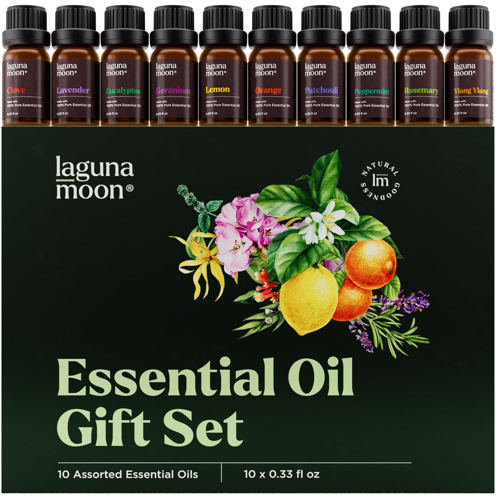 LagunaMoon peppermint oil bottle for refreshing aromatherapy and massage at home.