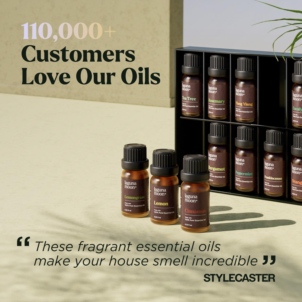 Lagunamoon eucalyptus oil bottle for crisp, clean diffuser aromas.