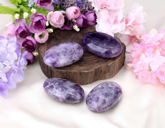 LAIDANLA Amethyst palm stone in hand promoting peace and focus