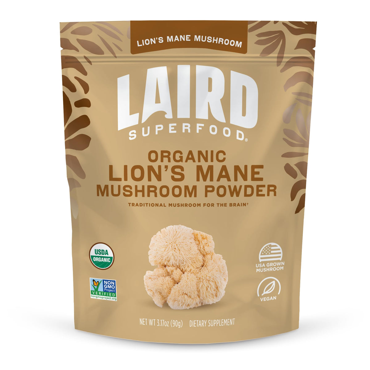 Laird Superfood Lions Mane powder jar for natural cognitive support and everyday wellness.