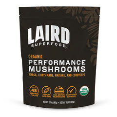 Laird Superfood Organic Mushroom Blend bag front for easy pre- or post-workout use