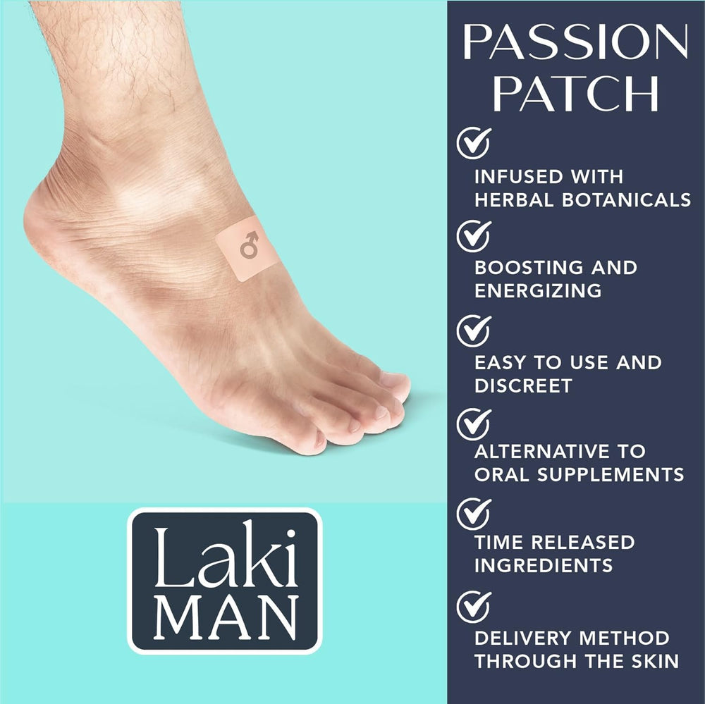 Laki Naturals Passion Patch for Men worn discreetly under clothing for on the go vitality