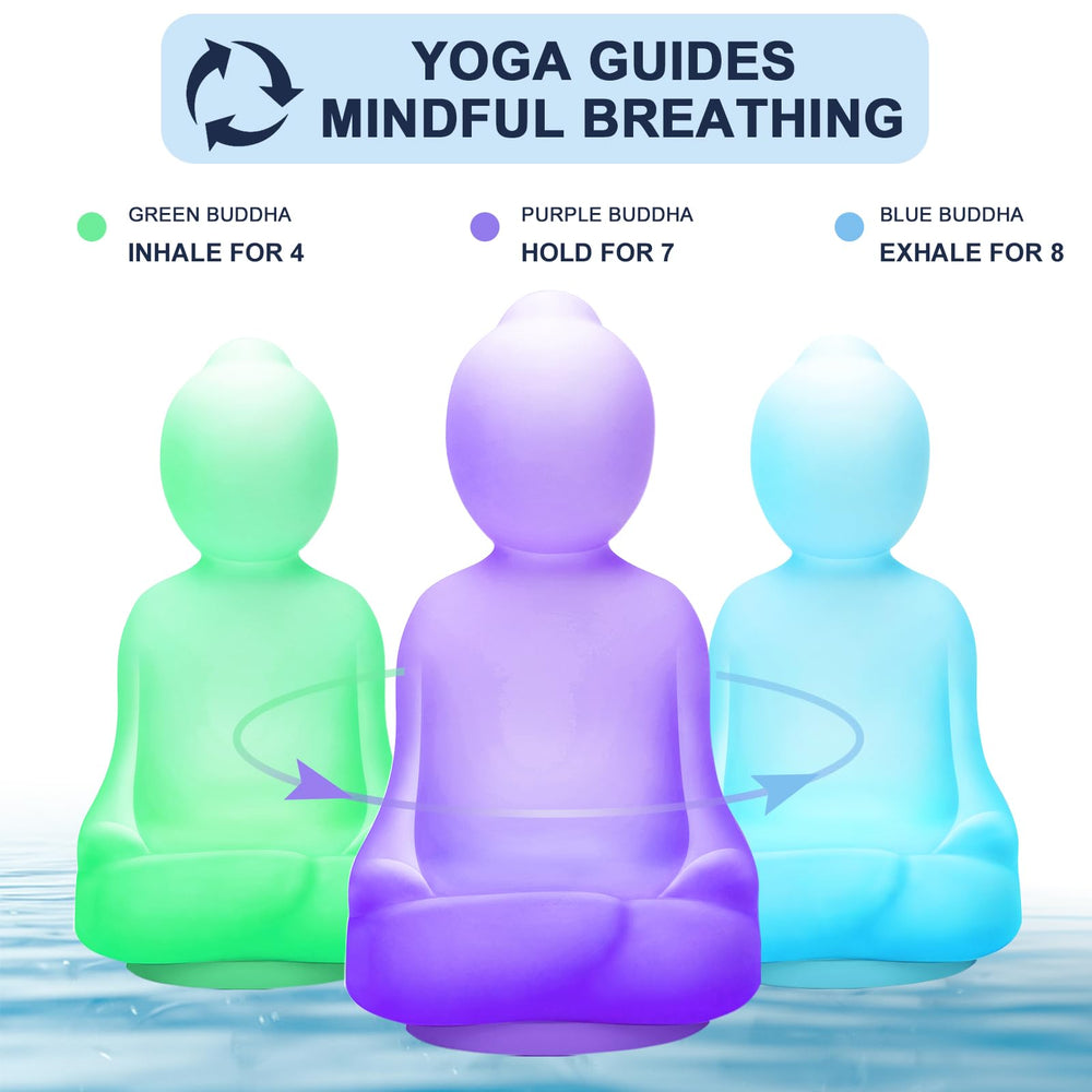 Lalifebuss Mindfulness Breathing Yoga purple light holds for seven seconds to deepen awareness.