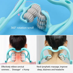Lalitar HaSeftni roller on shoulder provides deep tissue massage