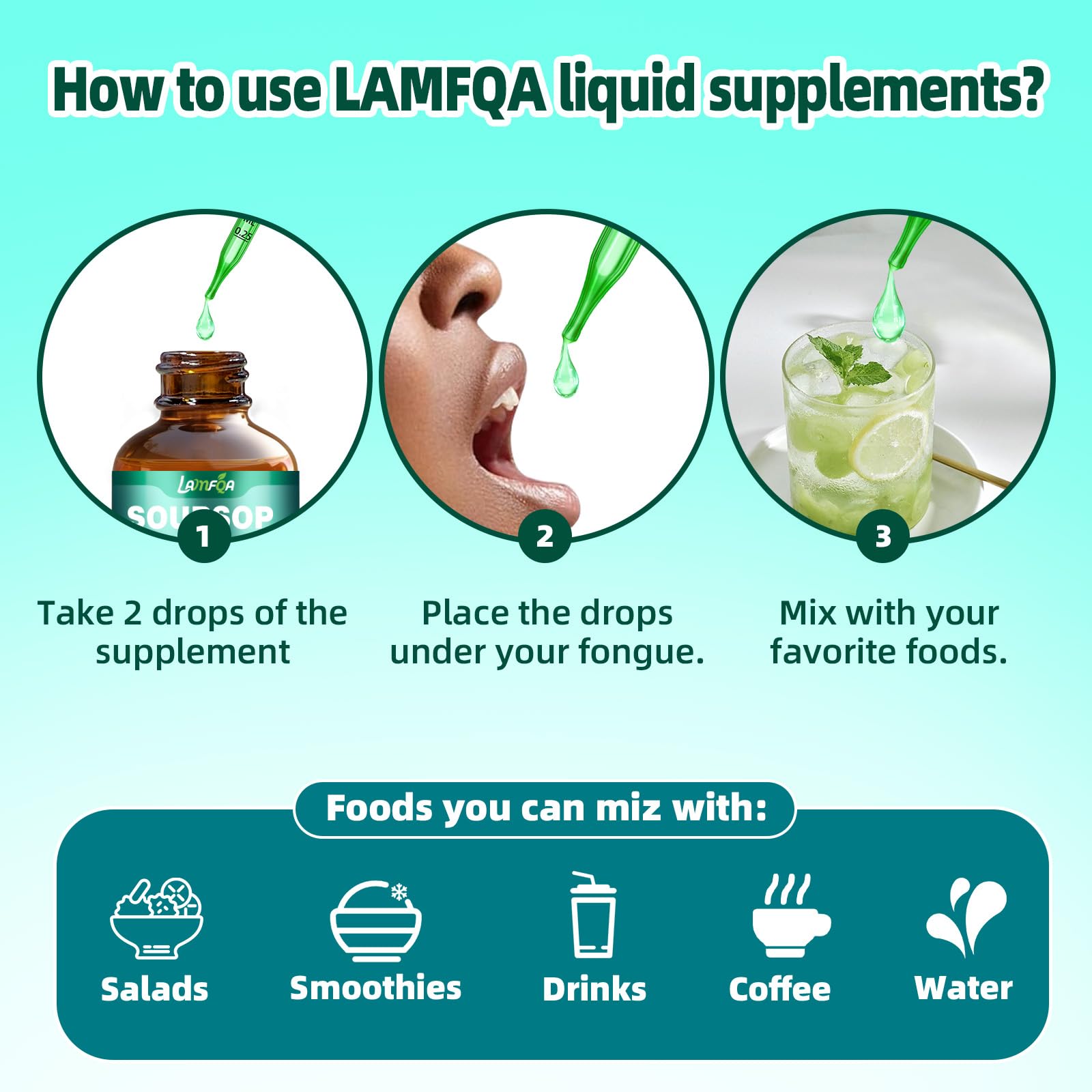 LAMFQA Gotu Kola drops are easy to use for digestion and gut comfort.