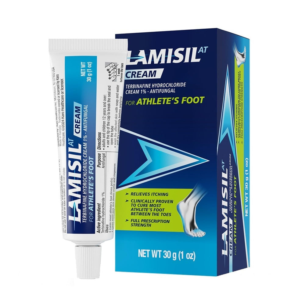 Lamisil cream tube ready for fast athlete's foot relief
