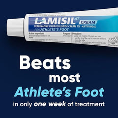 Lamisil athletes-foot foot illustration emphasizes daily use and prevention.