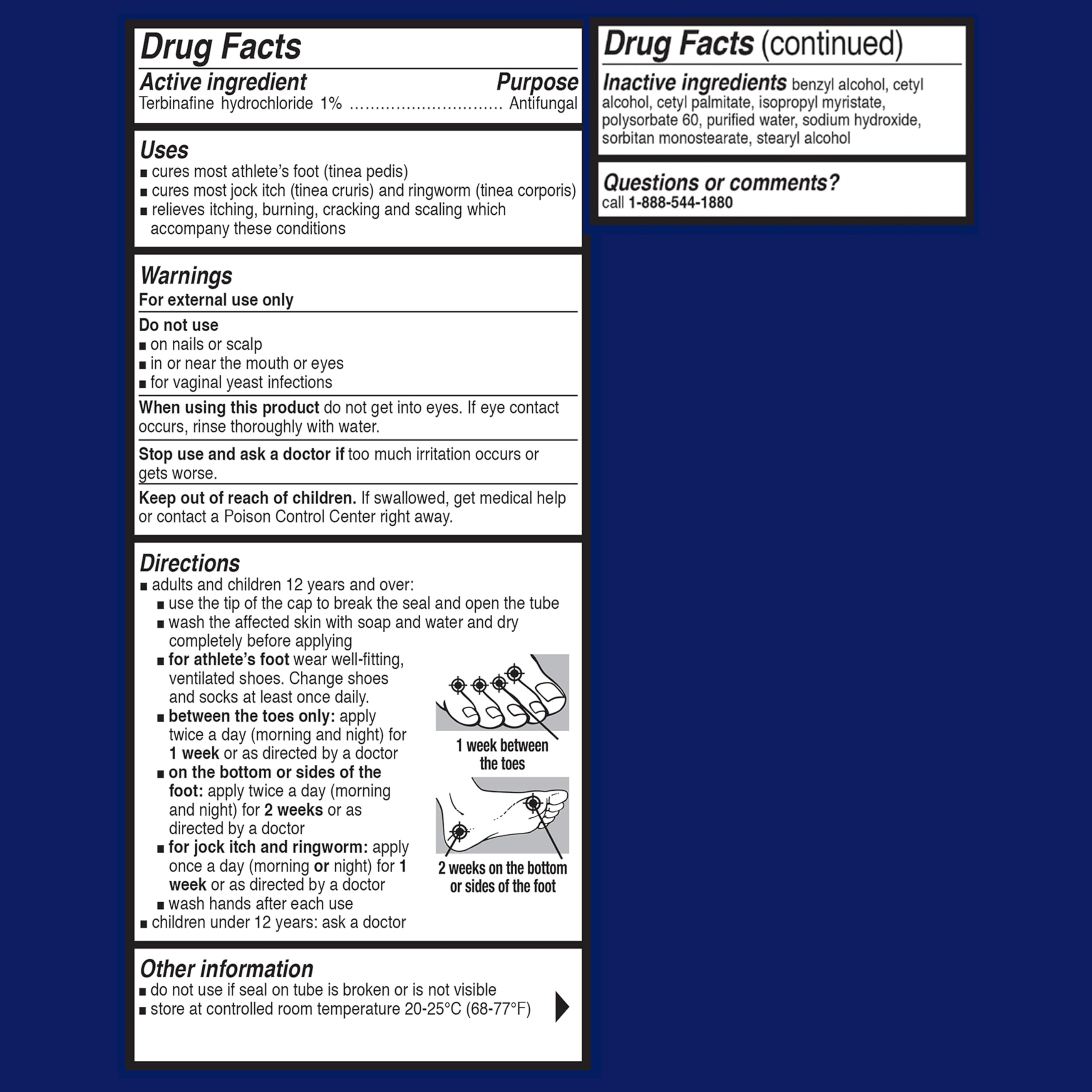 Lamisil label and instruction close-up reinforces proper usage and precautions.