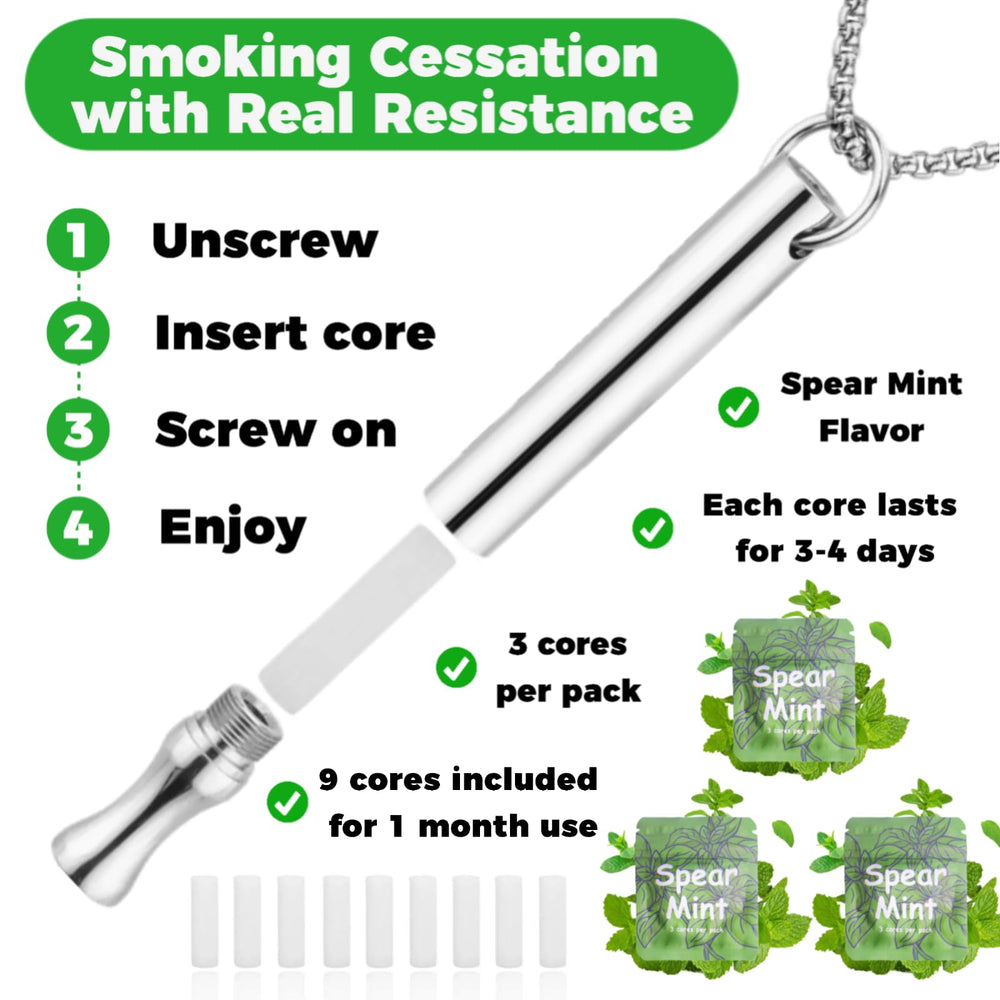 LAMKHOO Mint pod refill pack visible for continuous use and cravings management.
