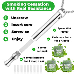 LAMKHOO Mint pod refill pack visible for continuous use and cravings management.