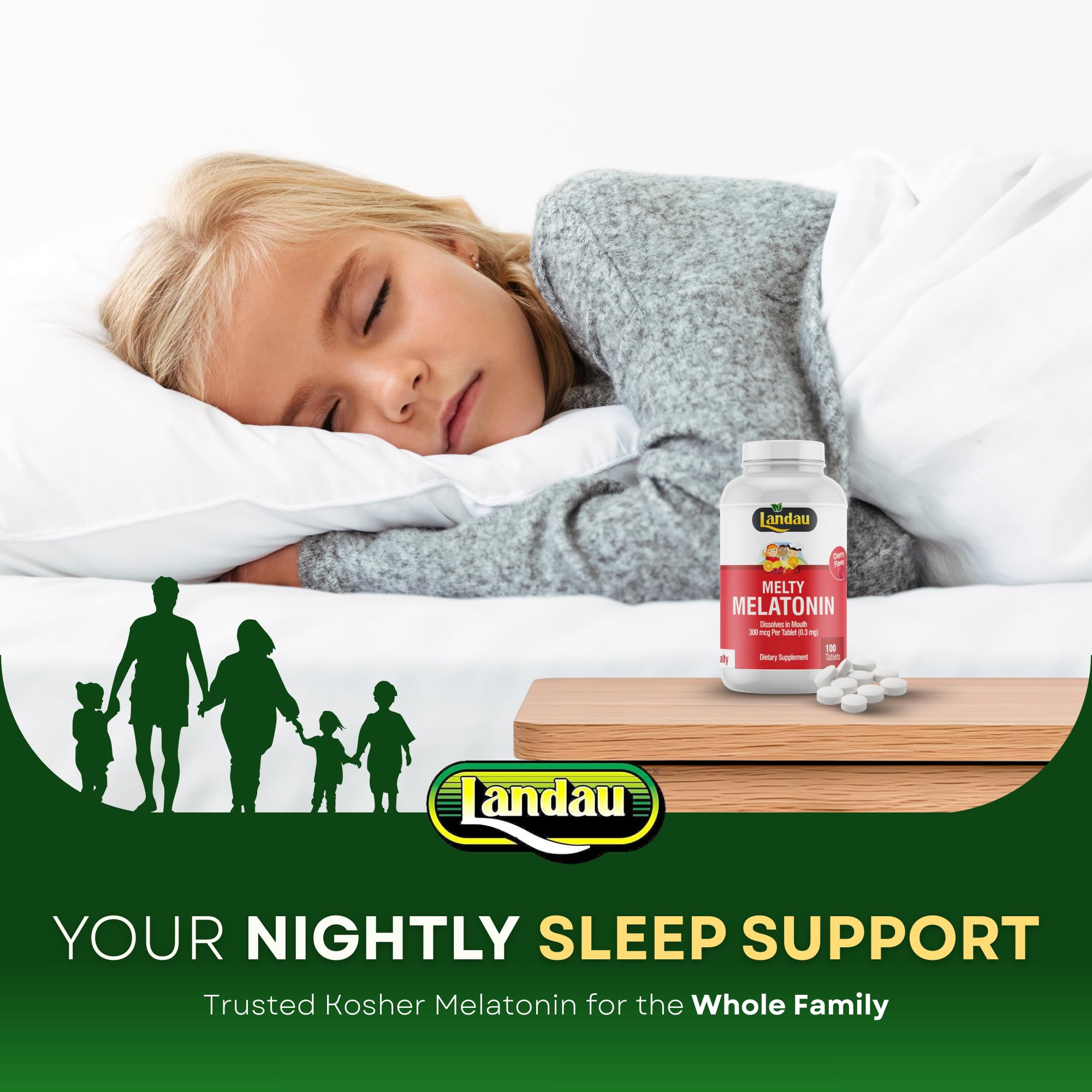 100-count Landau Melty Melatonin bottle offers a long-lasting supply