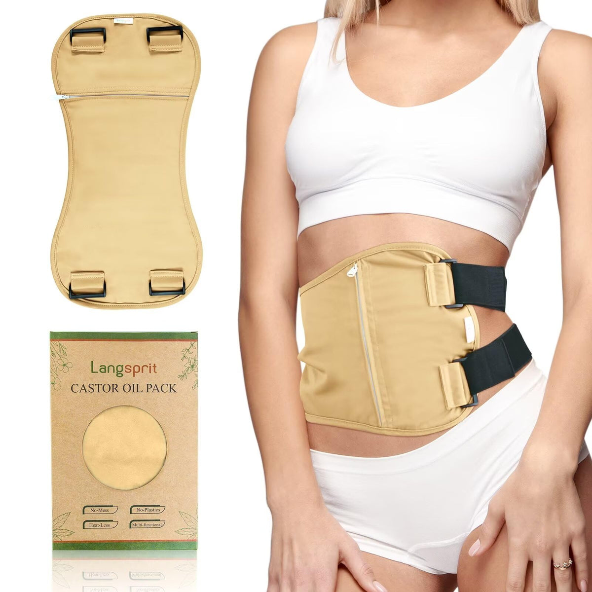 Langsprit pack de aceite de ricino compacto para uso diario y confort digestivo.