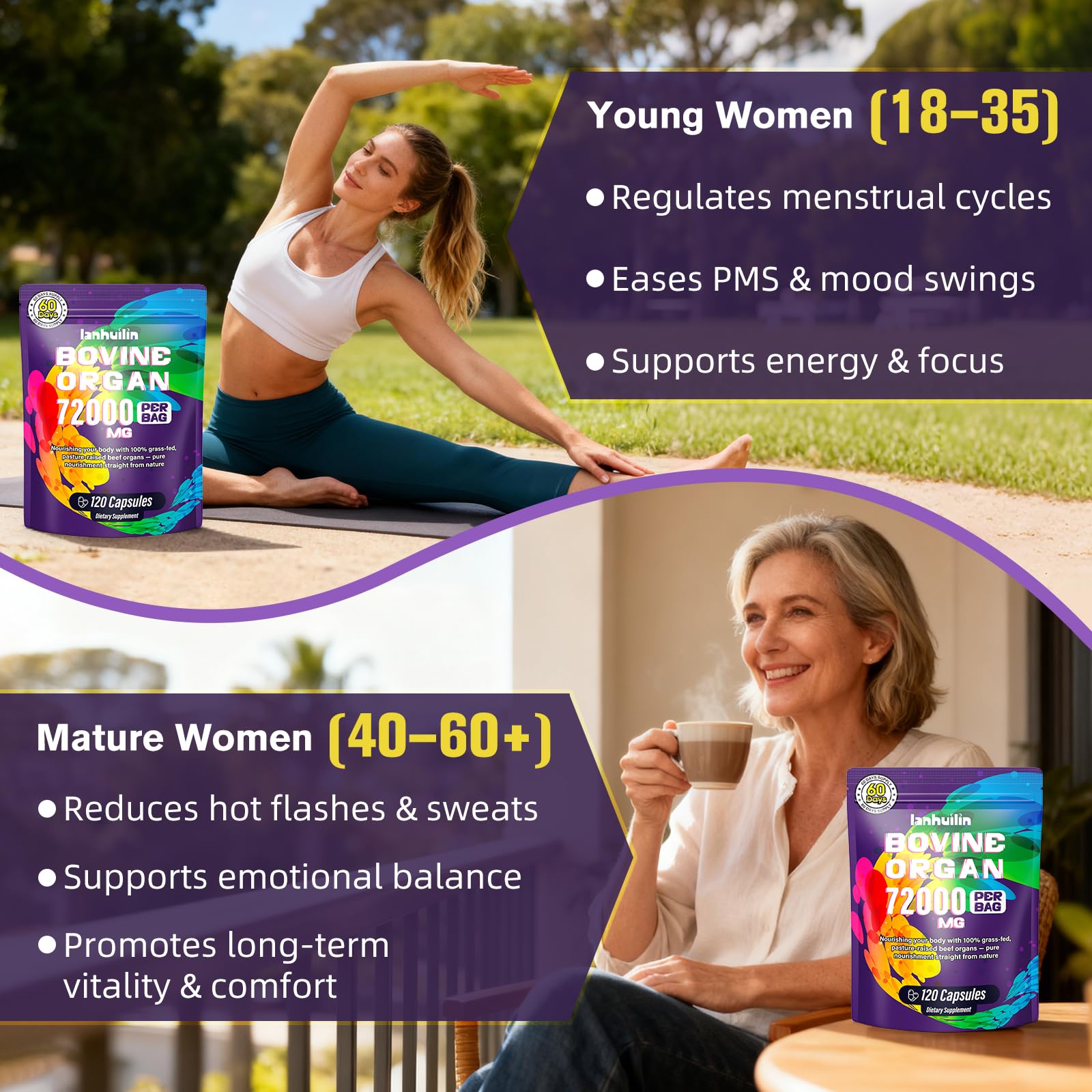 Lanhuilin Beef Organ Supplement herbal balance with Chasteberry and DIM