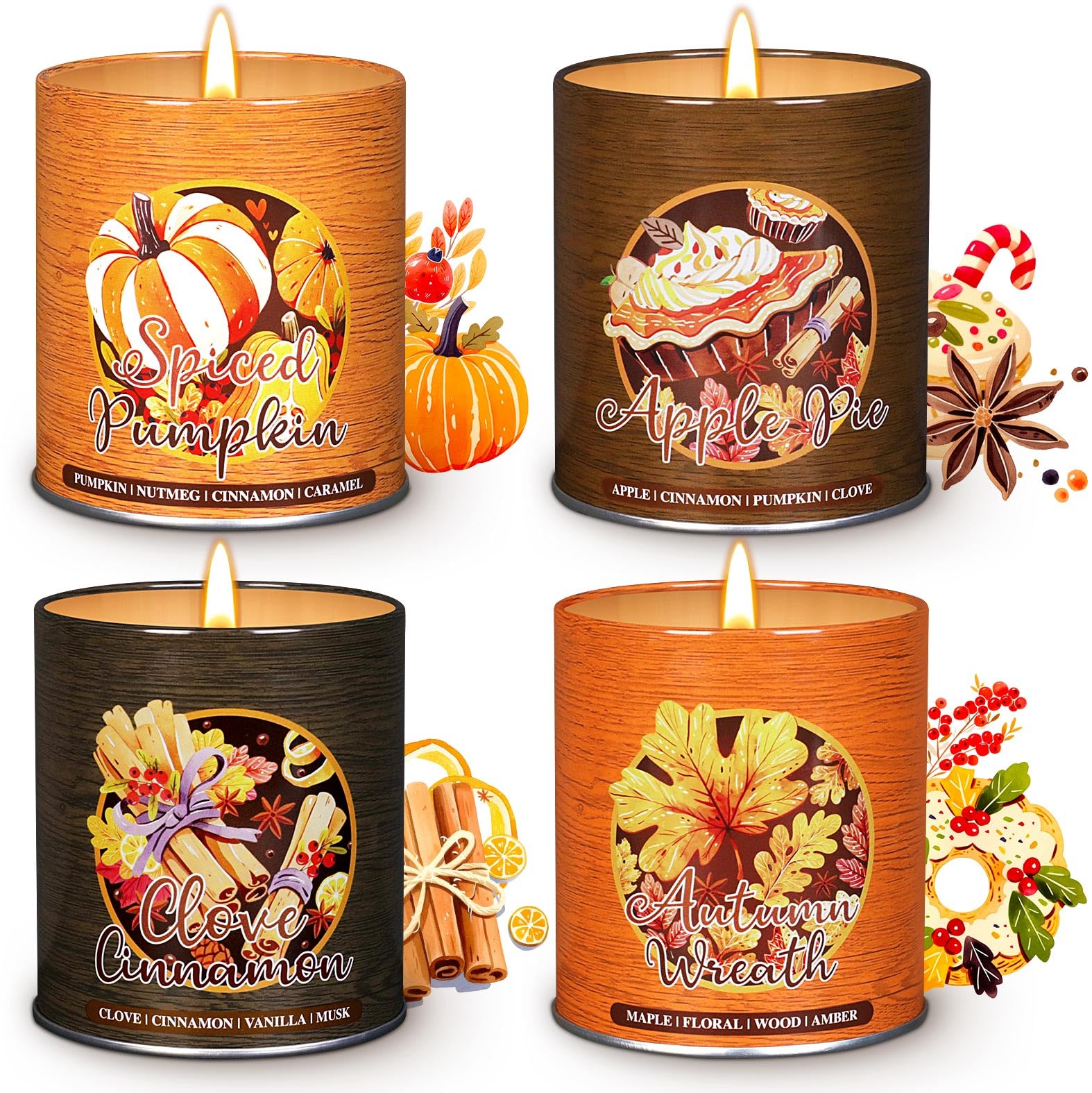 Lanpn fall scented candles set box showcases four seasonal scents for cozy gatherings.