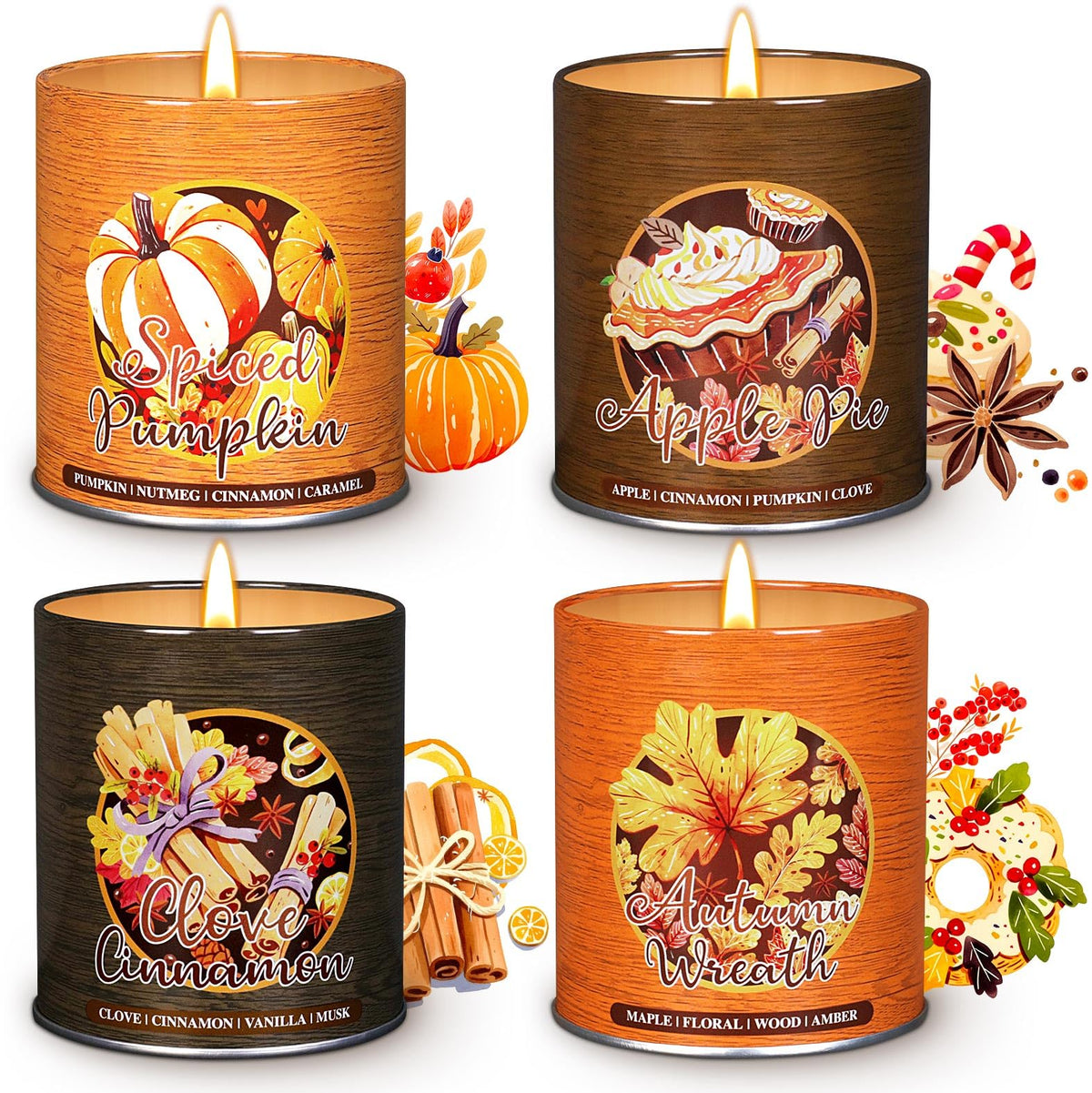 Lanpn fall scented candles set box showcases four seasonal scents for cozy gatherings.