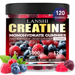 LANSHI Creatine Monohydrate Gummies bottle for on-the-go training support.