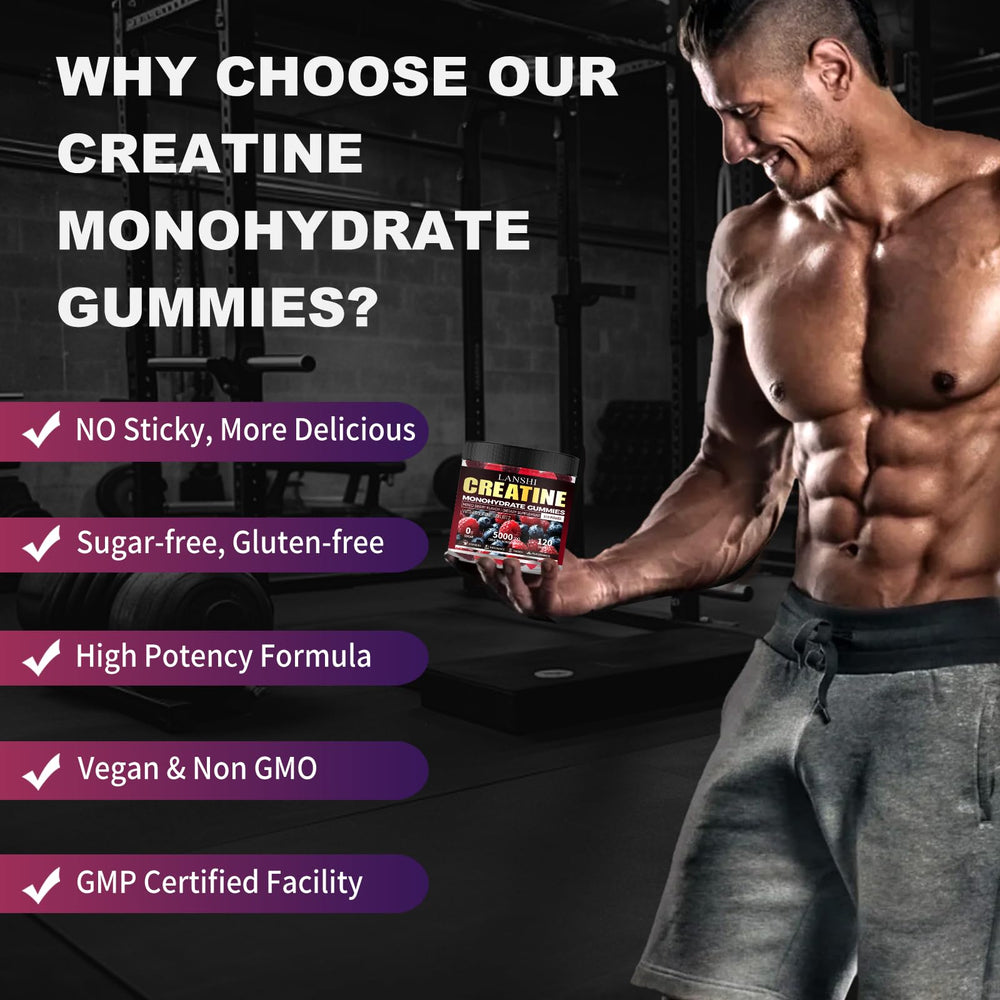 LANSHI Creatine Monohydrate Gummies daily-serve 4 gummies for routine use.