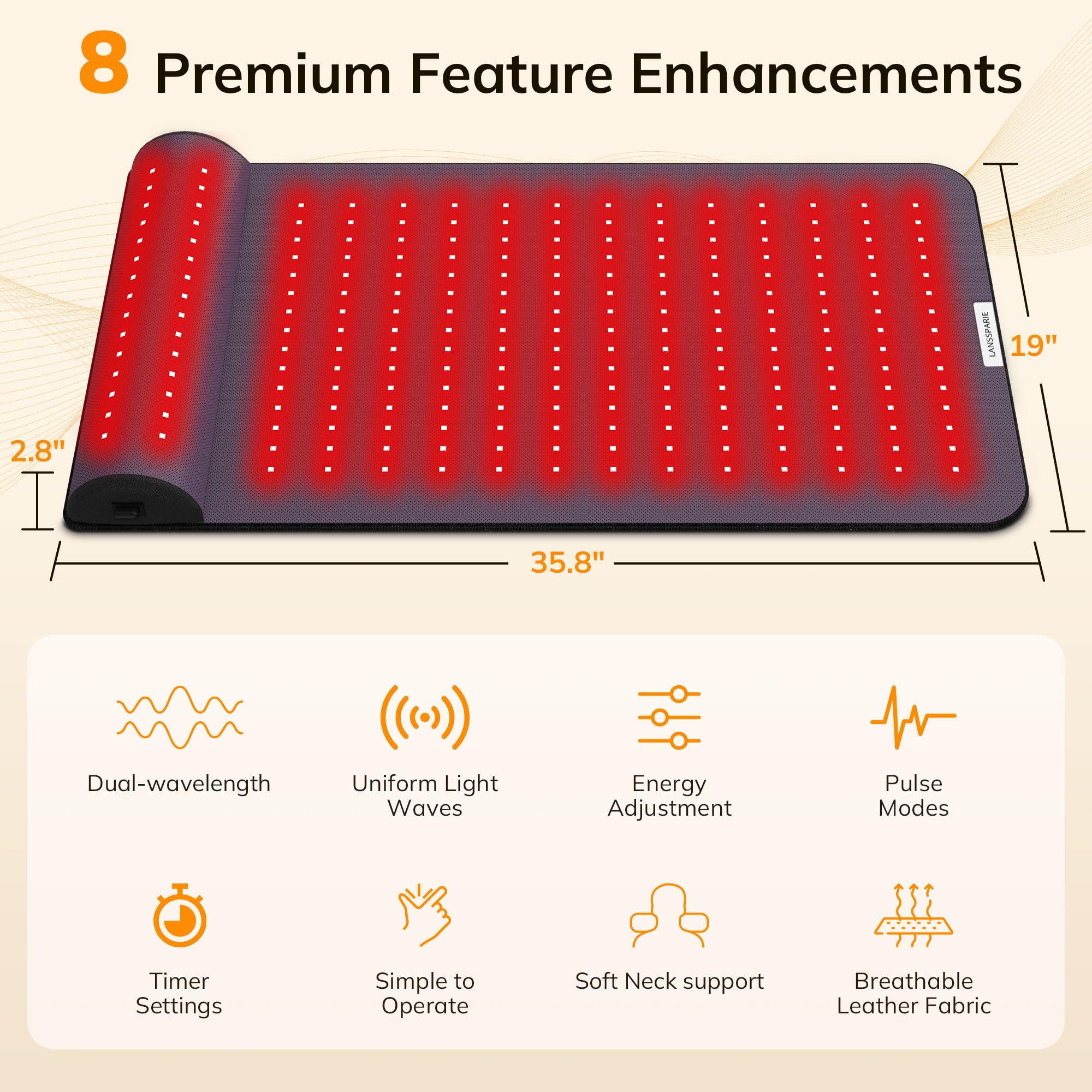 LANSSPARIE full-body coverage mat helps ease back and shoulders during daily routines.
