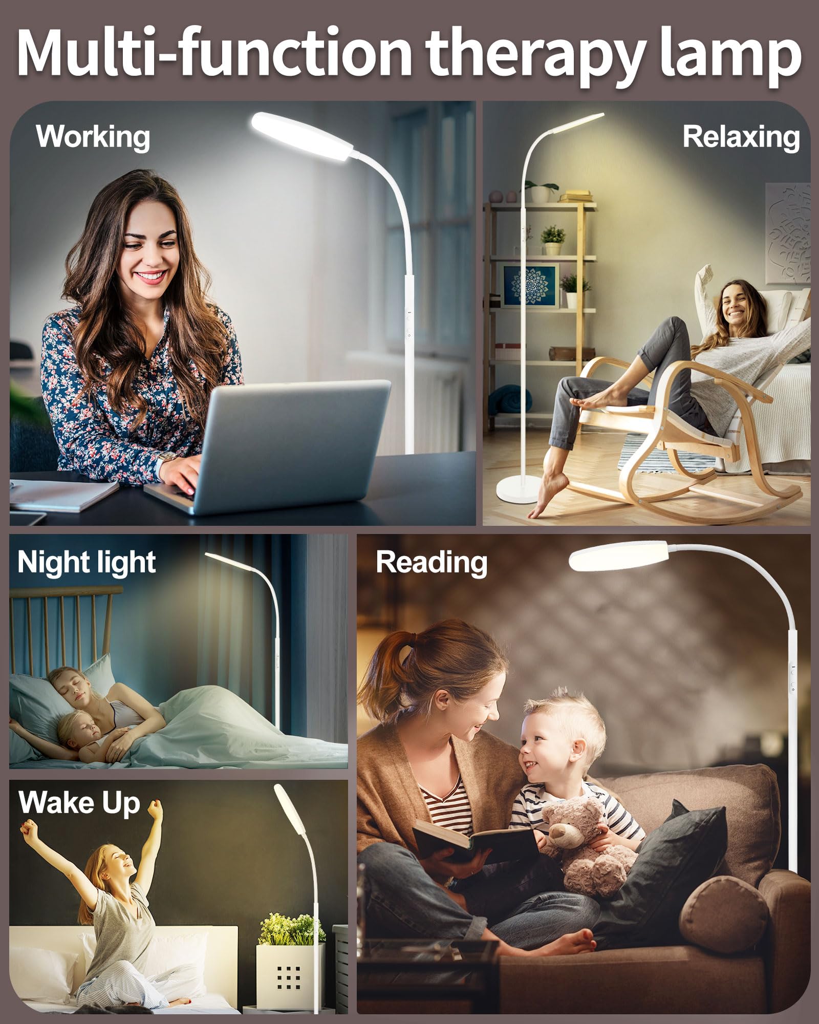 LanSuper light therapy lamp tilt angle shows versatile placement for daily routines.