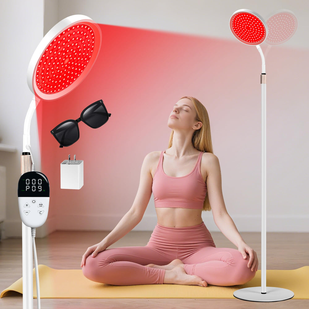 LanSuper red light therapy lamp with stand for easy at-home sessions.