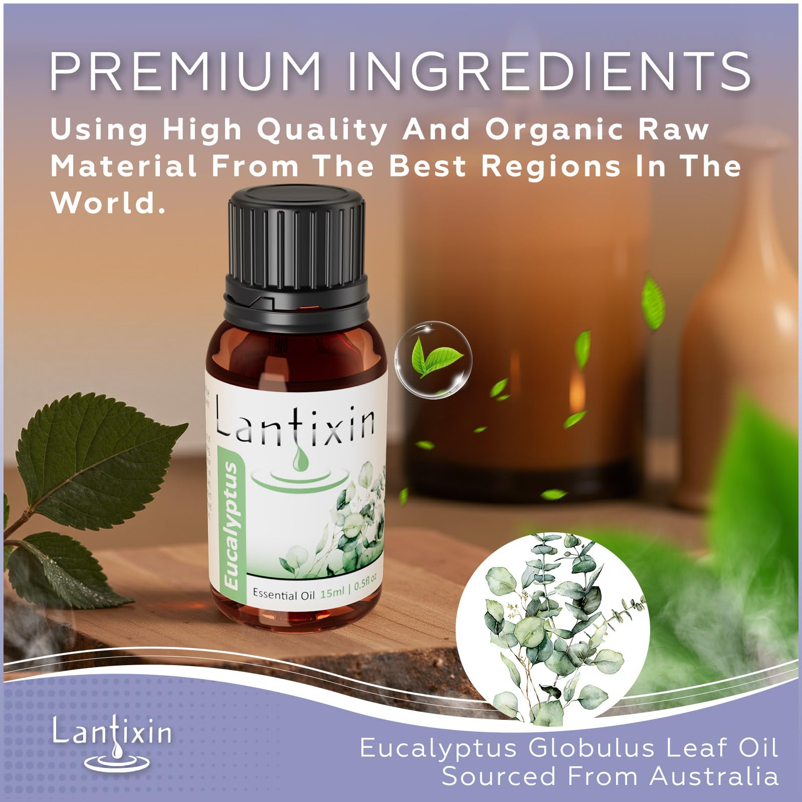 Lantixin eucalyptus oil dropper pour for easy scenting.