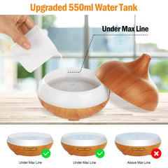 Lapeort diffuser showing 7-light colors for soothing mood lighting