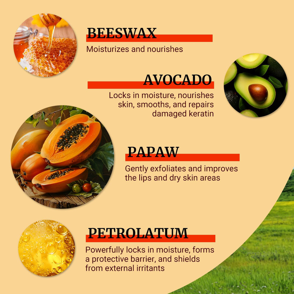 larosanna pawpaw ointment ingredients panel highlights papaya and avocado for nourishing moisturization