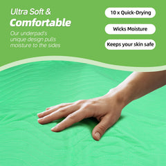 LARXREHY graphic shows edge-to-edge absorbency for reliable leak protection.
