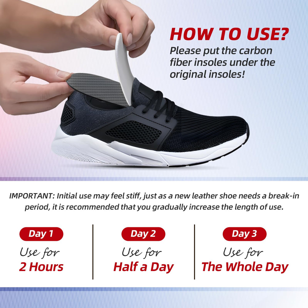 LARXREHY full-foot carbon fiber insole provides uniform cushioning