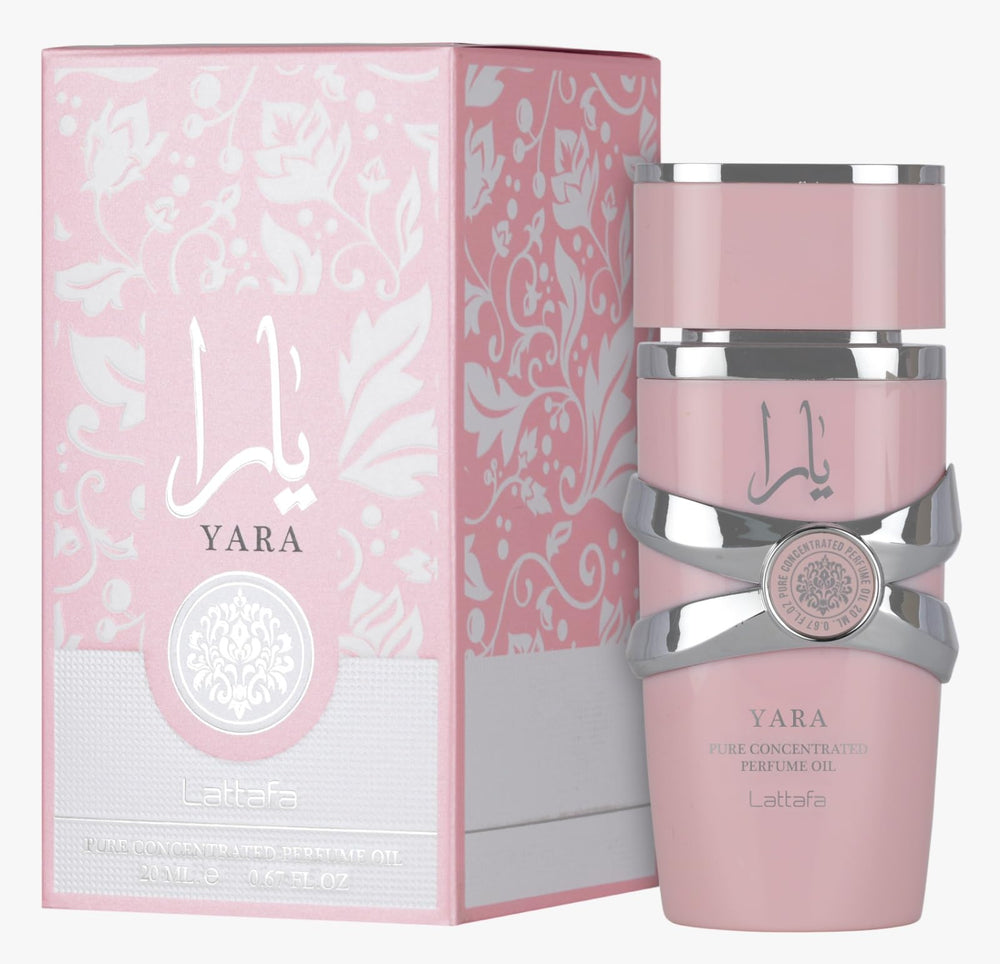 Lattafa Yara dry-down image shows vanilla, sandalwood, and musk.
