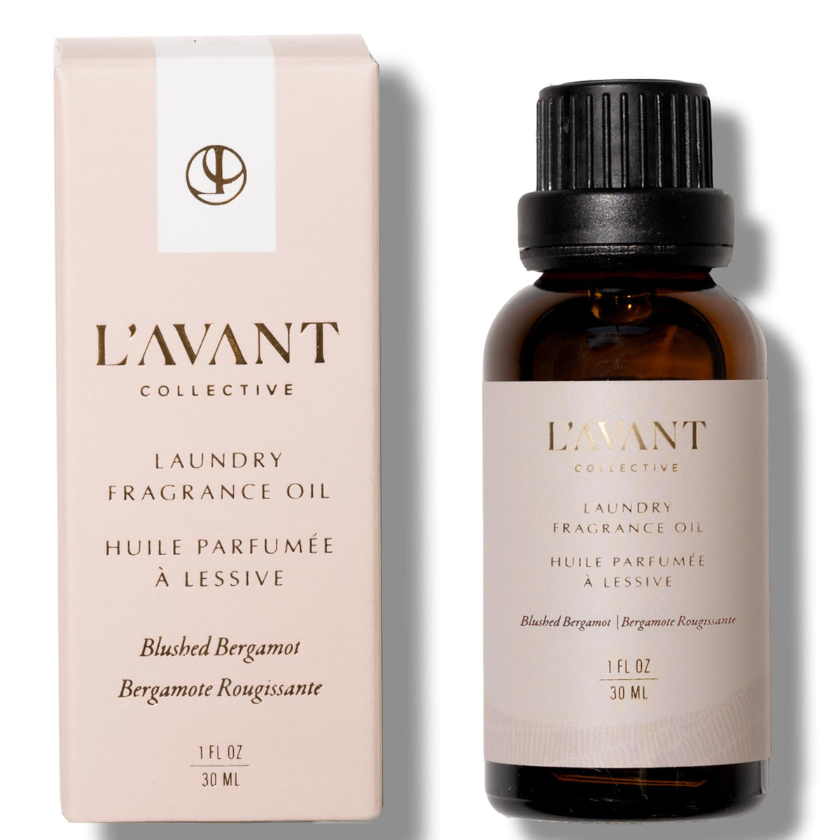 L'AVANT Collective Blushed Bergamot Laundry Oil bottle for fresh laundry aroma.