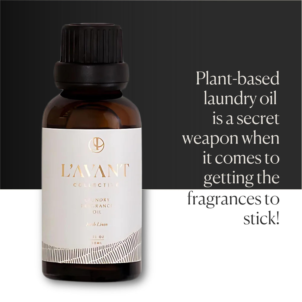 L'AVANT Blushed Bergamot oil drop on fabric suggests soft fragrance.