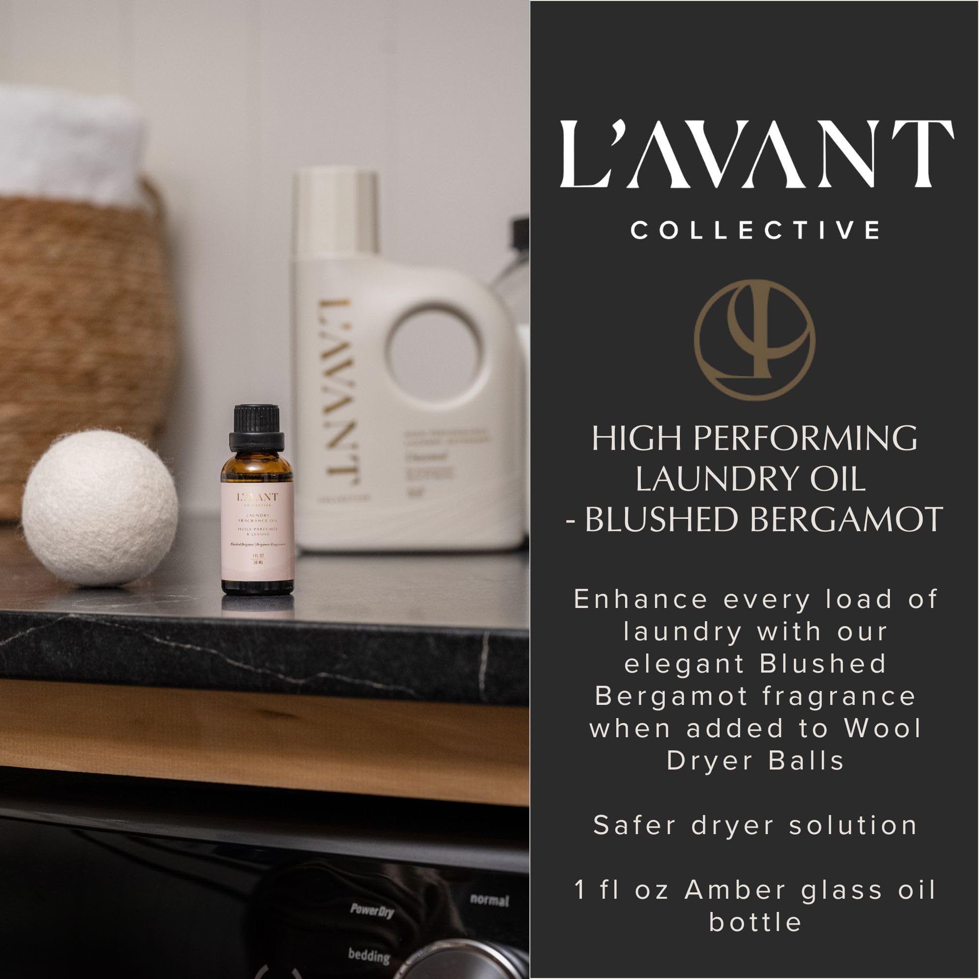 L'AVANT dryer balls in use during cycle release fragrance.
