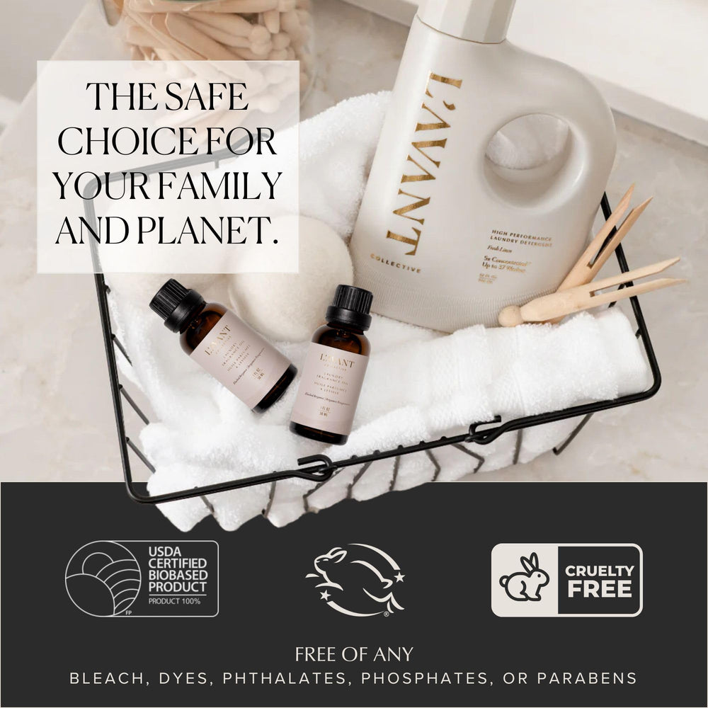 L'AVANT Collective packaging with recyclable materials and essential oil blend.