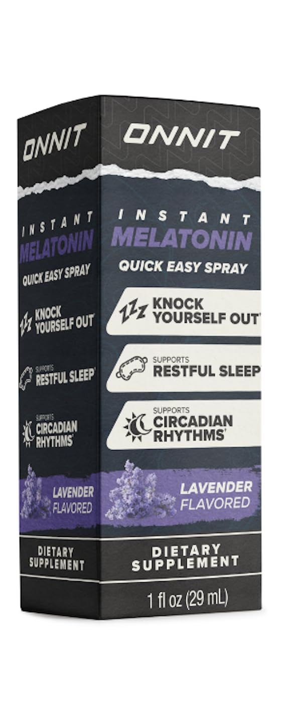 Lavender-flavored ONNIT Melatonin bottle with calming imagery.