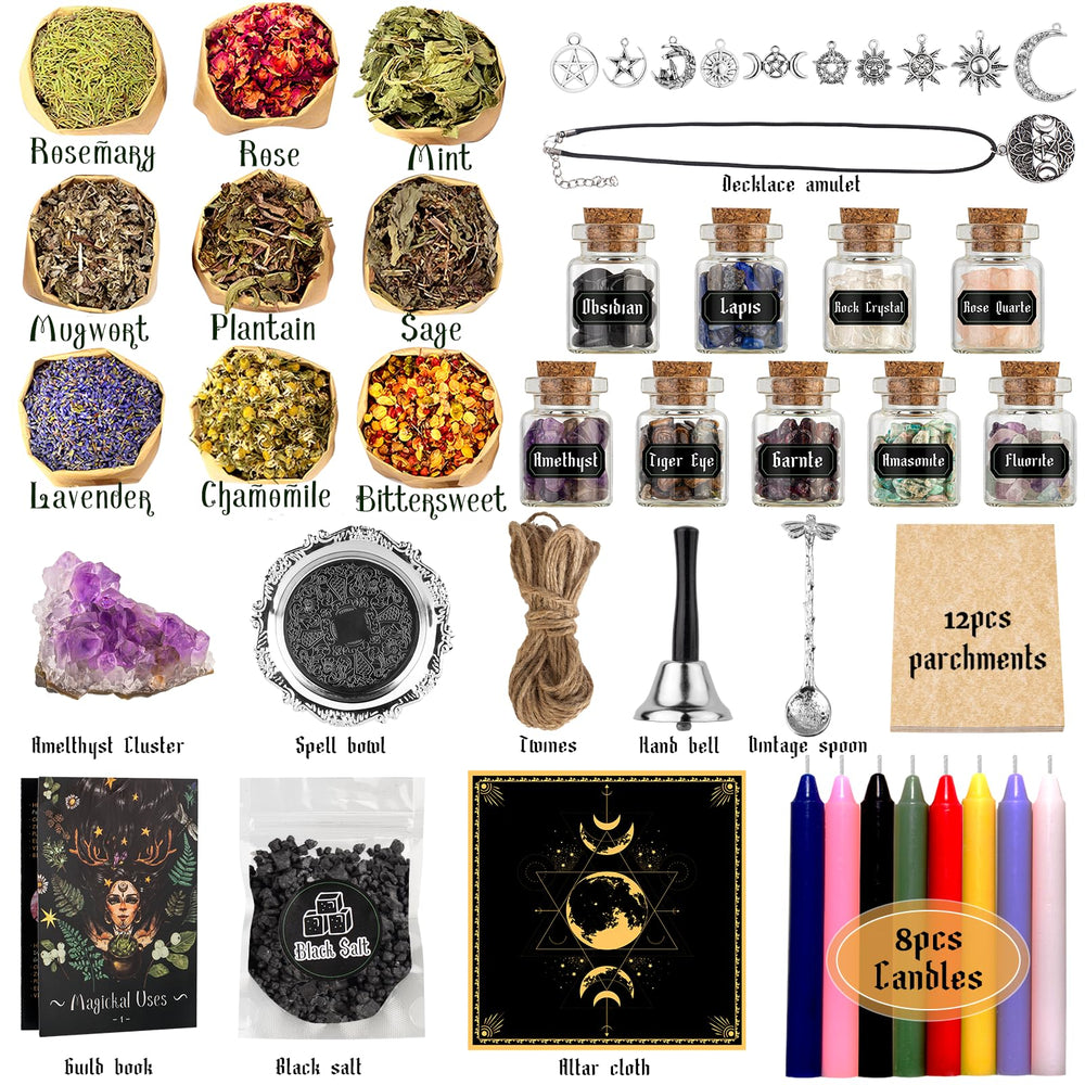 LAVEVE Witchcraft Box amethyst cluster and accessories for display