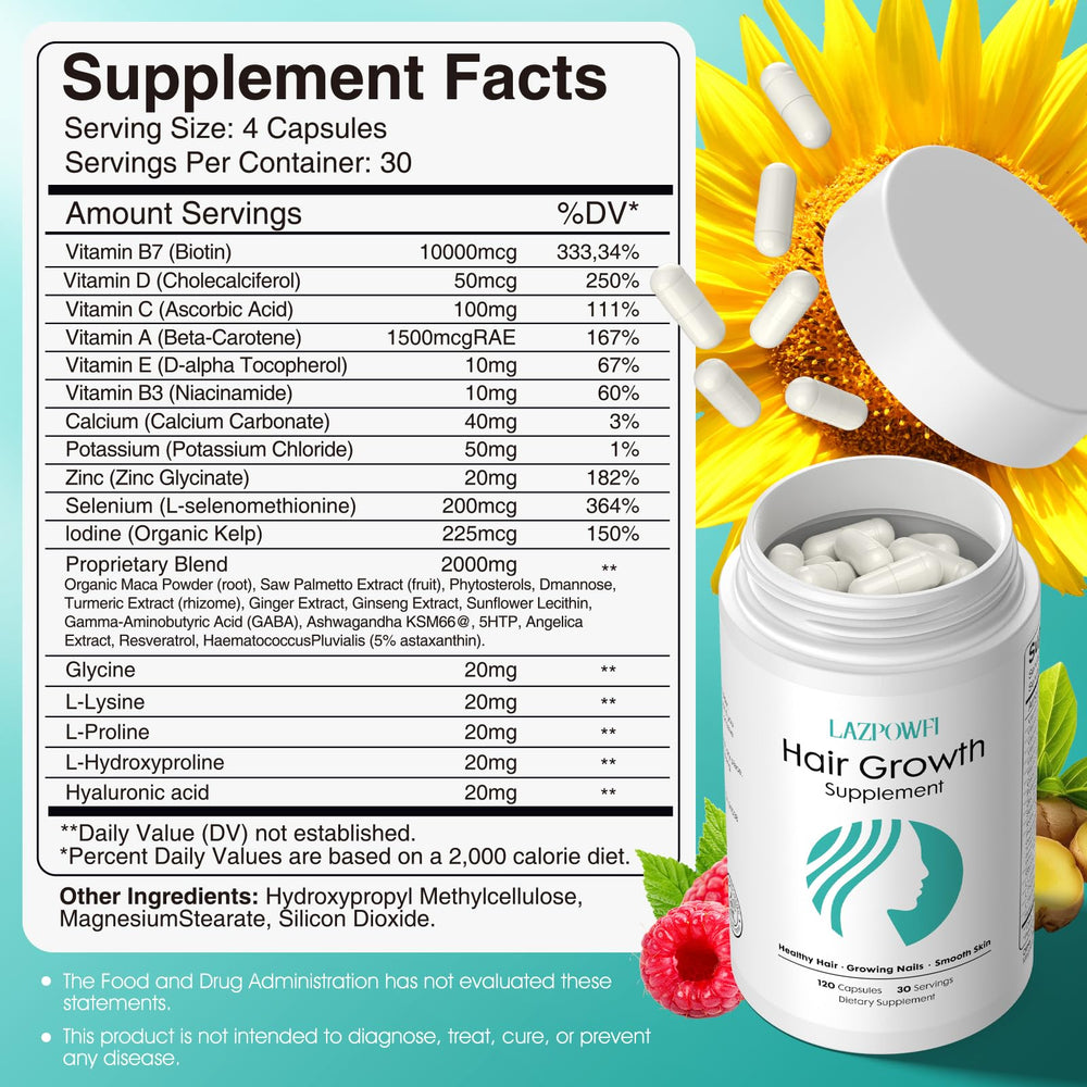 Lazpowfi Biotin capsules ready to swallow for stronger hair and nails