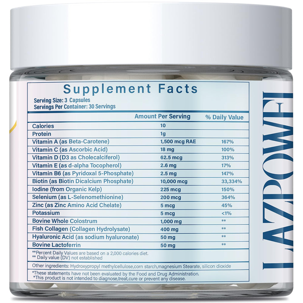 Lazpowfi Bottle label closeup showcasing packaging ready for daily routine