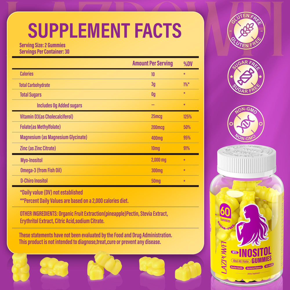 Lazpowfi Folate Zinc Vitamin D3 pack - clean ingredient presentation.