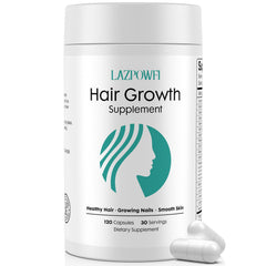 Lazpowfi Hair Growth bottle on counter for daily nourishment