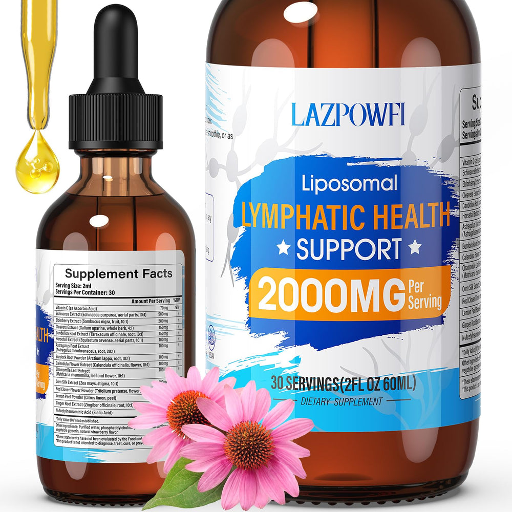 Lazpowfi Liposomal Drops bottle for daily lymphatic support.