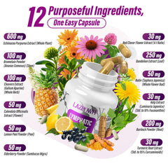 Lazpowfi Lymph capsules close-up, easy to swallow daily supplement