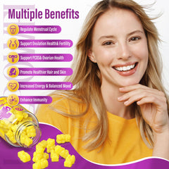 Lazpowfi Myo-Inositol-D-Chiro Gummies closeup - chewy texture for easy supplementation.