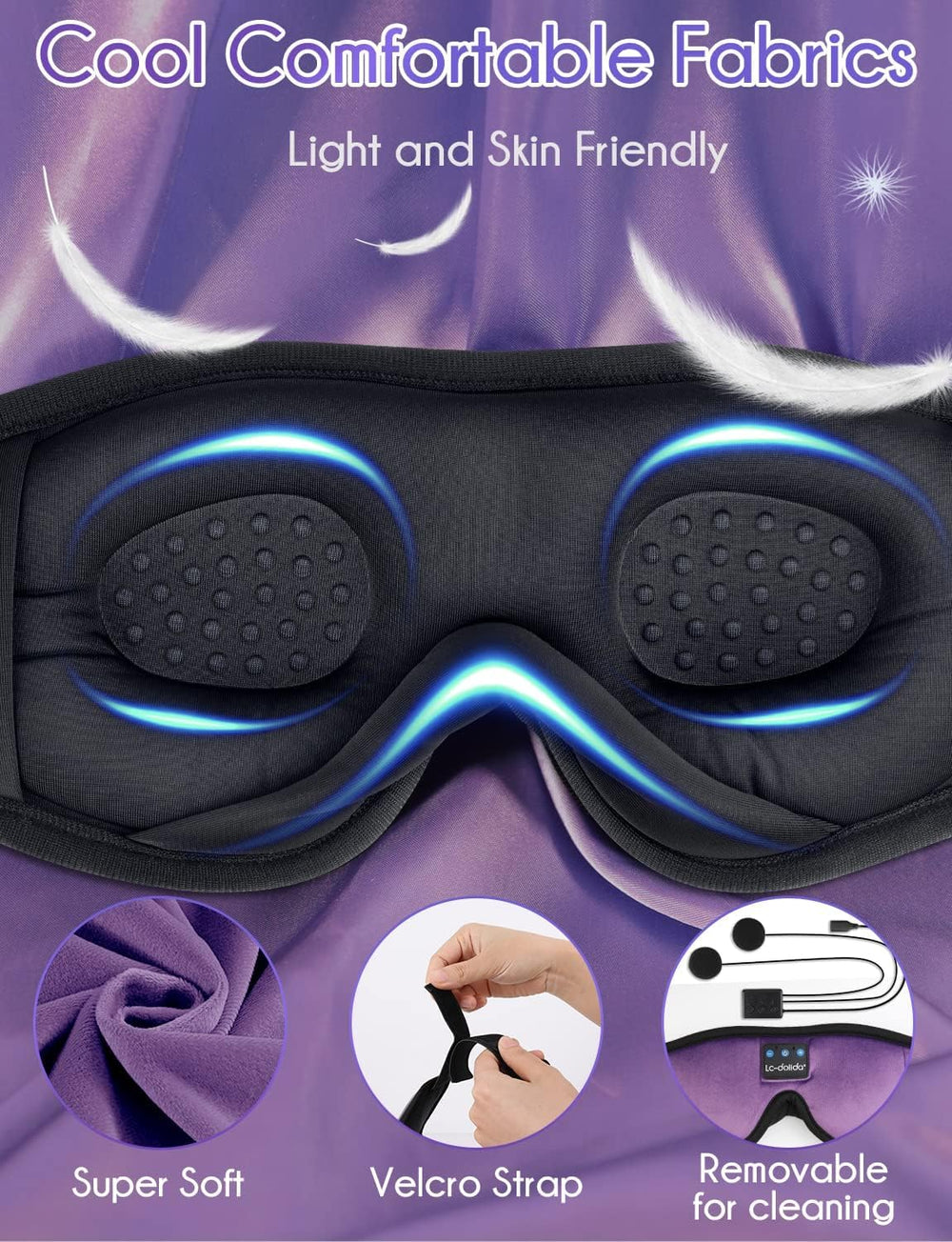 LC-dolida 3D contour headband provides eye-comfort for side sleepers.