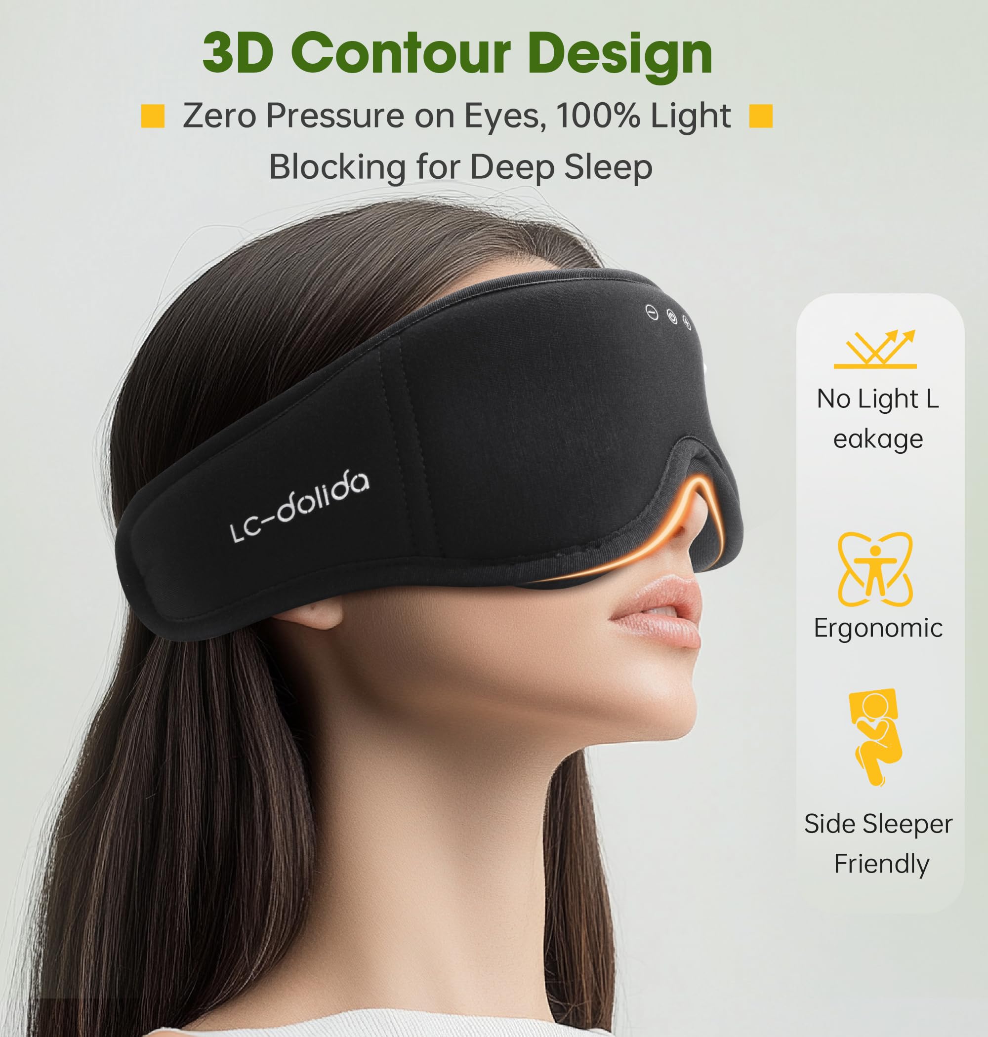 LC-dolida BambooCotton 3D mask showcasing built-in Bluetooth module for wireless listening
