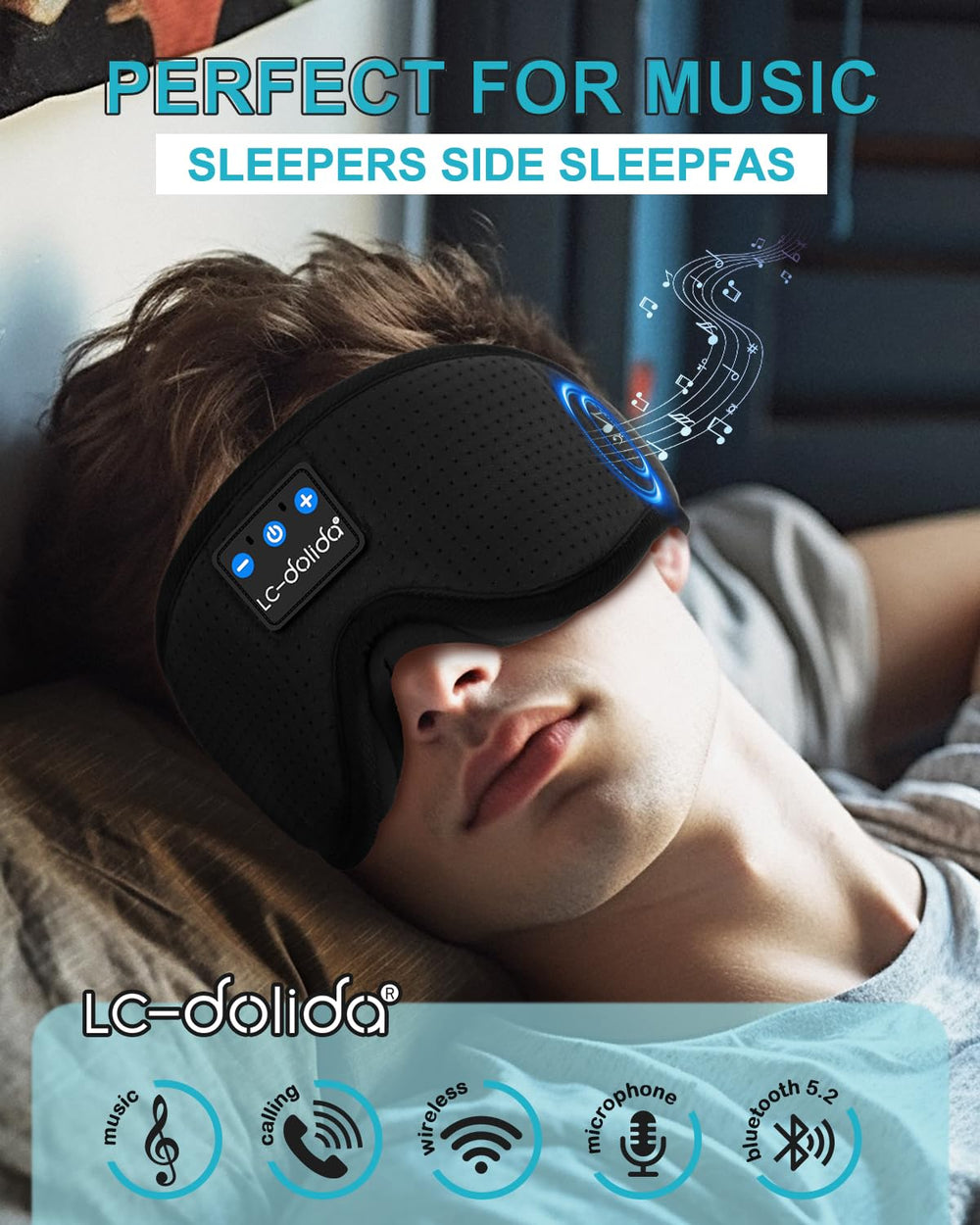 LC-dolida 99% light blocking design creates a dark sleeping environment.