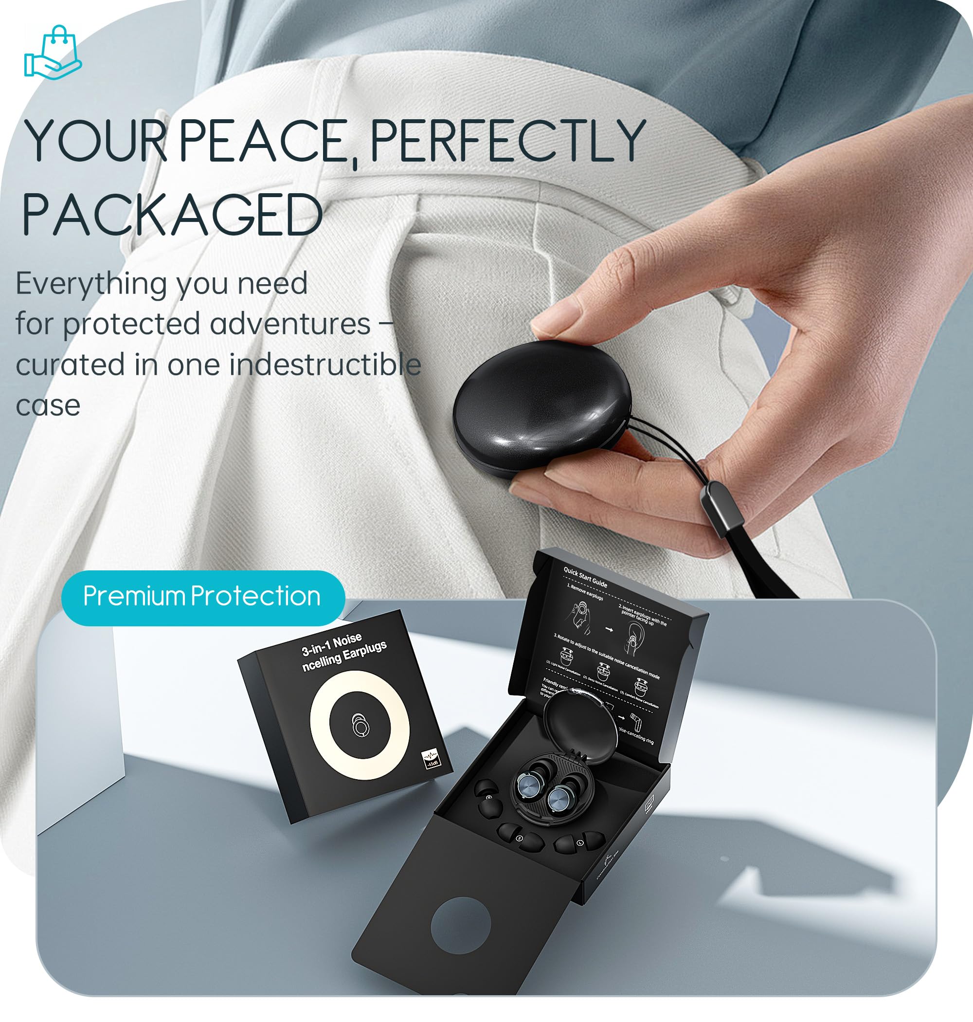 LC-dolida Adjustable Ear Plugs used at a concert or travel setting for noise reduction.