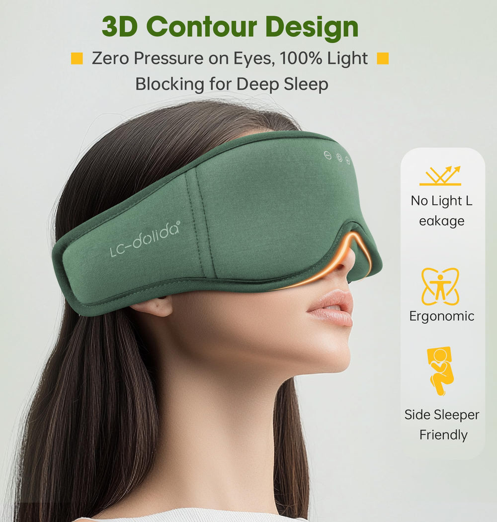 LC-dolida BambooCotton 3D Bluetooth Sleep Mask 3D contour design blocks light while breathable