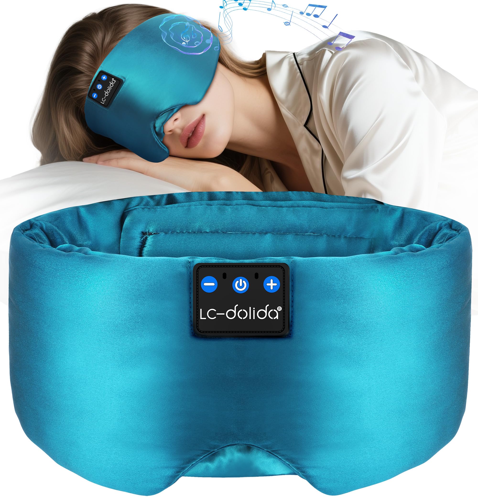LC-dolida silk sleep mask in dark green offers luxurious comfort and light blocking.
