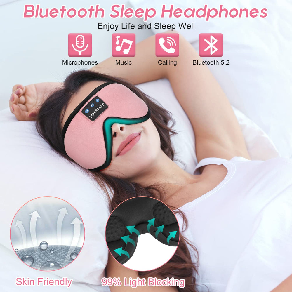 LC-dolida Sleep Headphones showing 3D contour design with no eye pressure.
